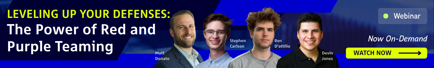 Webinar banner for red and purple teaming + expert insights from Echelon consultants on elevating detection and reducing blind spots