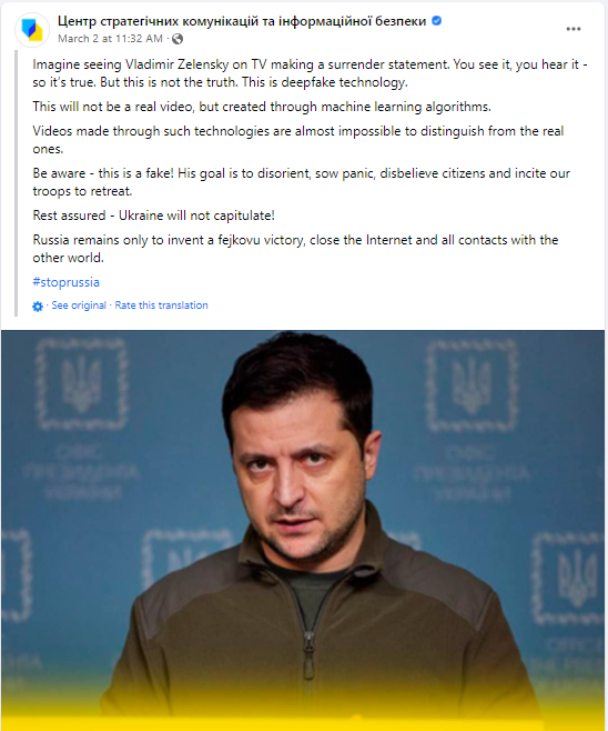 Ukraine’s President Zelensky Deepfaked in False Surrender Tactic