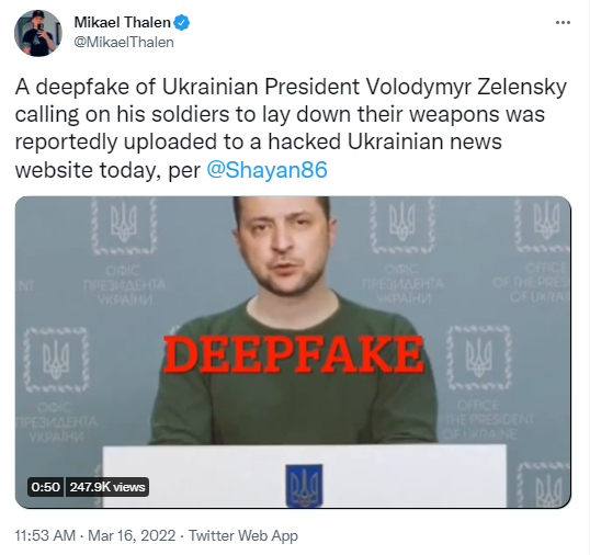 Ukraine’s President Zelensky Deepfaked in False Surrender Tactic
