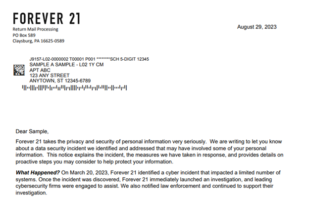 Forever 21 Faces Significant Data Breach Impacting Half a Million Current and Former Employees